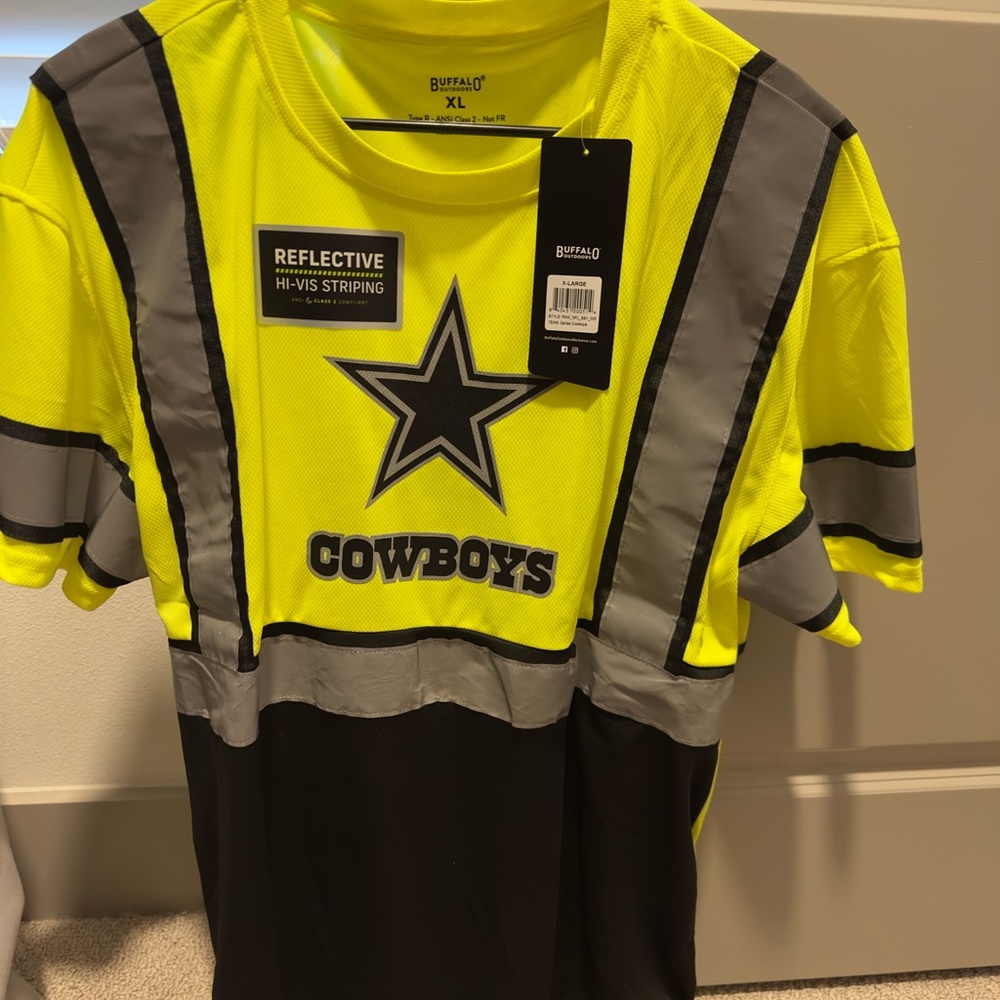 Buffalo David Bitton Hi-Vis Cowboys Short Sleeve Shirt - Yellow/Black
